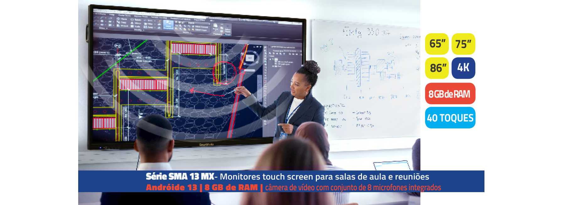 Monitor SMA 13 Serie MX - 65”, 75”, 86” 4K touch screen - 65”, 75”, 86” 4K touch screen<strong></strong>